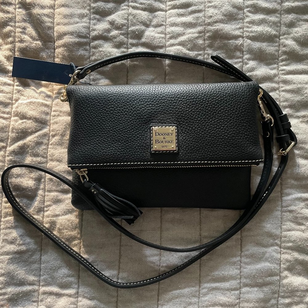 Dooney & Bourke Pebble Grain Foldover Zip Crossbody Black